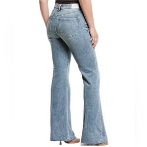 Express Mid Rise Light Wash Raw Hem
'70s Flare Jeans - Blue Denim, Size 12R